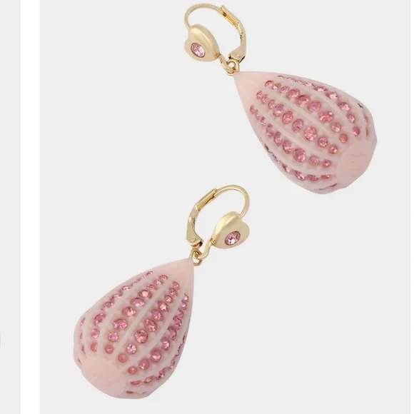 Betsey Johnson Pink Crystal Teardrop Rhinestone Earrings New - Picture 2 of 5